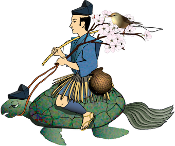 桜の枝持つ浦島太郎